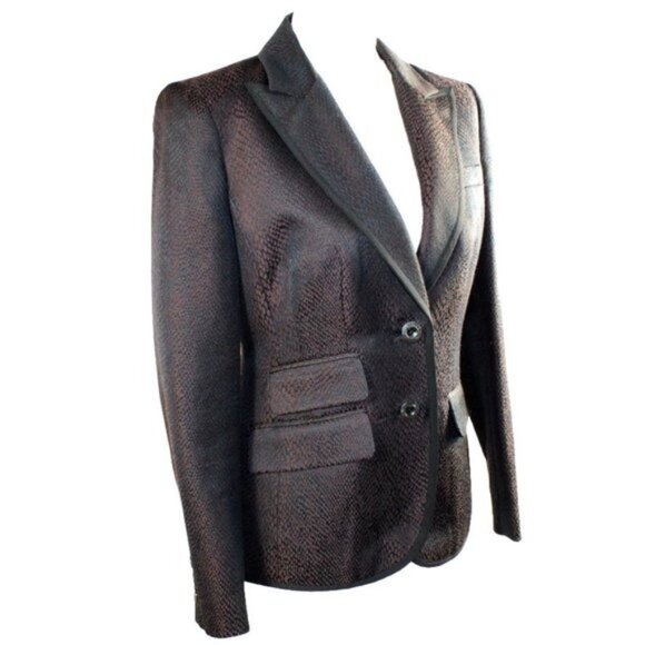 Robert Graham Black Reptile Textured Single Breasted Blazer Size 8 - Picture 4 of 13
